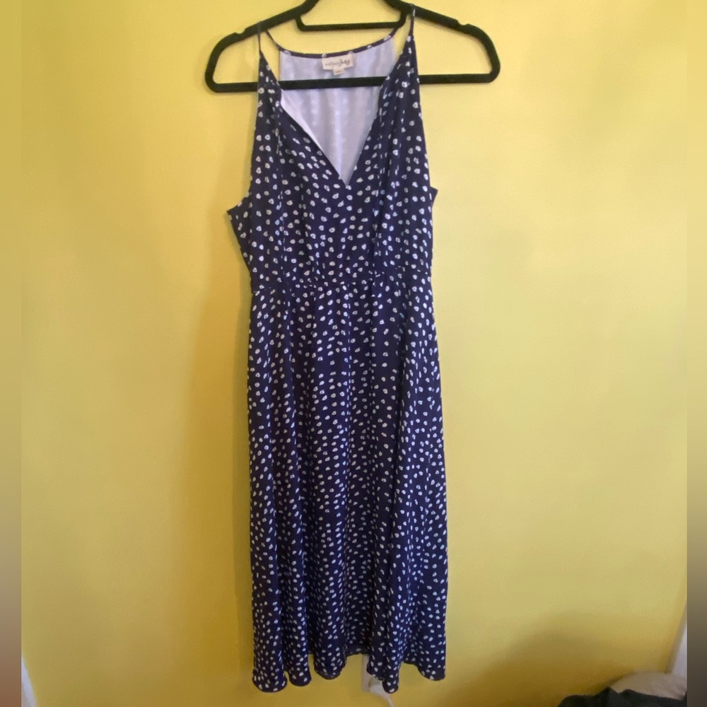 Maison Jules Polka Dot V-Neck Casual Dress sleeveless size medium